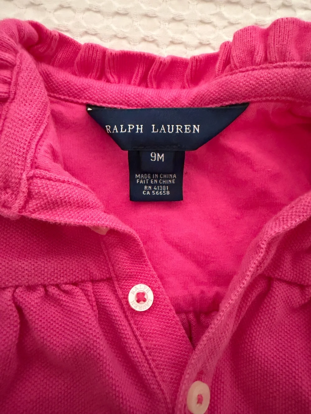 Ralph Lauren Pink Ruffle Polo Top with Yellow Pony